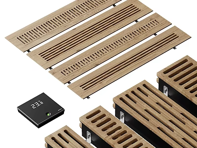 Stainless Steel Grille Drain Hardware With Multiple Slotted Panels And Temperature Display For Home Use 3d model