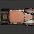 Vintage Custom Rusty Car with Orange Roof Light Blue Body Blue Wheels and Reflection