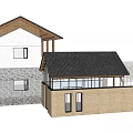 Traditional Rural Self Built Home With Two Story Design Wooden Structure And Large Windows