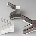 Modern Staircase Designs With Metal Railings And Various Step Materials 3d model