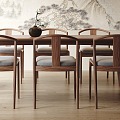 New Chinese Dining Table and Chair Combination Rectangular Dining Table Dining Chair 3d model