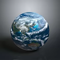 Globe of Earth Featuring Blue Oceans White Clouds Green Landmasses And Gray Background