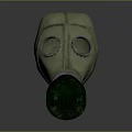 Green Gas Mask With Two Circular Lenses And Bottom Filter Canister Design