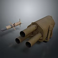 Military Weapon System Featuring Triple Barrel Launcher And Missile Equipment