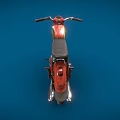Red Vintage Classic Motorcycle With Shiny Chrome Parts Black Seat On Blue Background