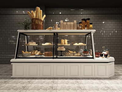 White Bakery Display Case With Glass Doors For Fresh Bread And Baked Goods 3d model