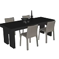Modern Rectangular Wooden Dining Table and Four Light Brown Chairs Combination 3d model