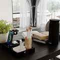 Inflatable Air Mold Decor For Modern Office Desk With Stationery And Green Plant