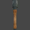 Military Hand Grenade Weapon With Metal Casing And Wooden Handle Design