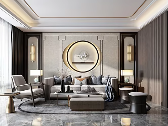 New Chinese Living Room 3d model