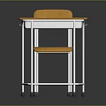 Student Desk With Yellow Tabletop And Chair Featuring Silver Metal Frame
