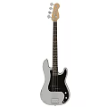White Electric Bass Guitars Displayed From Different Angles With Body Neck And Strings