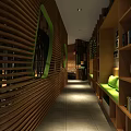 Modern Restaurant Interior With Wooden Decor Pendant Lights Round Tables And Chairs