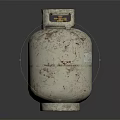Worn Gas Cylinder With Rust Stains Top Valve Handle And Label 3d model