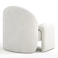 Modern White And Beige Accent Chairs With Curved Arms Rounded Back And Plush Upholstery