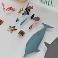 3D Terrain Models With Mountain Island Shapes And Marine Life Elements