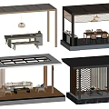 Modern Garden Pavilion With Sofa Dining Set Pendant Light And Open Roof Design