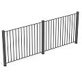 Black Metal Fence With Vertical Slats And Support Posts Modern Simple Design Structure 3d model