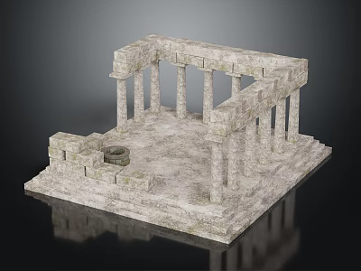 Ancient European Architectural Structure With Multiple Stone Built Columns Open Framework And Central Circular Platform 3d model