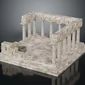 Ancient European Architectural Structure With Multiple Stone Built Columns Open Framework And Central Circular Platform