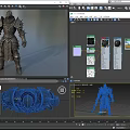 Game Movie Character In Spiked Dark Armor Holding Decorative Sword Medieval Fantasy Style