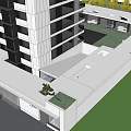 Modern Open Indoor Hall Design With Tree Bench Glass Walls And Natural Lighting