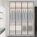 Cream Style Cloakroom Blue Board Clothes Pants Rack Clothes Rack Clothes Rod Rain Listening Glass Door Lamp Core Glass Door Sandwich Panel 3d model