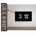 Modern TV Background Wall With Marble Texture And Display Shelves 3d model
