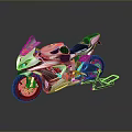 Modern Sports Motorcycle With Black Silver Streamlined Body Tinted Windshield Leather Seat Chrome Exhaust