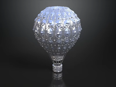 Crystal Like Decorative Transparent Diamond Patterned Hot Air Balloon on Black Background 3d model