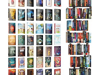 Books And Magazines Collection On Shelves With Various Covers And Arrangements 3d model