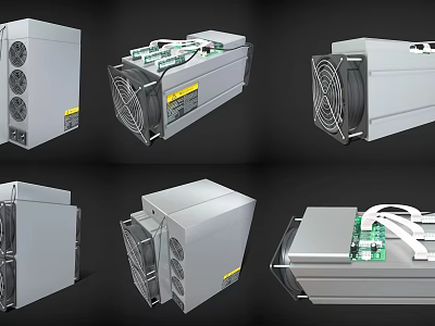 Industrial Equipment with Multiple Cooling Fans Internal Circuit Boards and Various Angles View 3d model