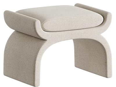 Modern Beige Upholstered Sofa Stool With Curved Legs And Minimalist Design 3d model