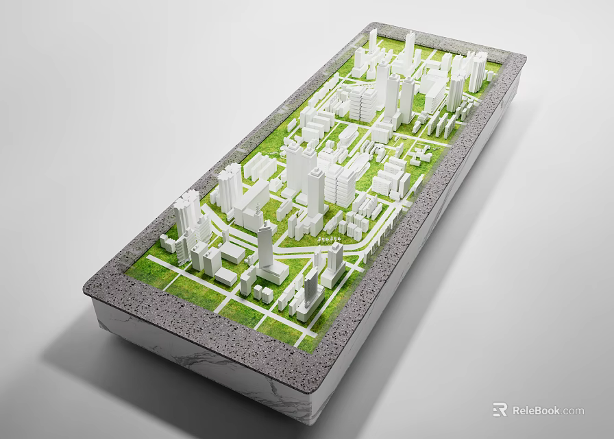 Commercial Equipment Urban Planning Display Model With Building Structures And Green Areas 3d model 