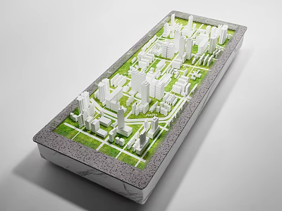 Commercial Equipment Urban Planning Display Model With Building Structures And Green Areas 3d model