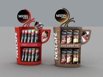 Nestle Cashier Shelf Small Coffee Display Rack Nestle Coffee Cup Shelf model