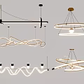 Stylish Modern Contemporary Chandeliers Featuring Various Circular Curved Geometric LED Lighting Designs