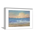 Two Framed Seaside Landscape Paintings With Beach Ocean Waves And Sky