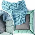 Decorative Blue Border Grey Inner Cushions With Red Straps And Blue Beads