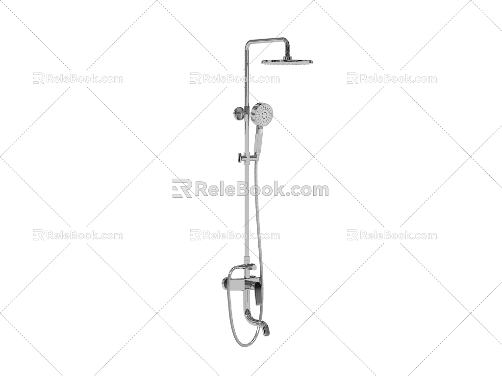 Modern shower shower with large shower 3d model