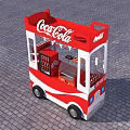 Coca Cola Red And White Mobile Vending Cart With Beverage Dispensers And Display Shelves