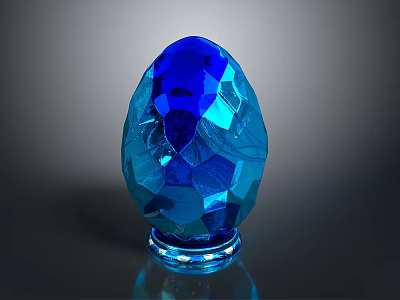 Blue Crystal Egg Shaped Decorative Household Item With Shiny Surface And Elegant Design 3d model