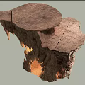 Unique Tree Stump Table With Natural Wood Texture And Illuminated Interior Details 3d model