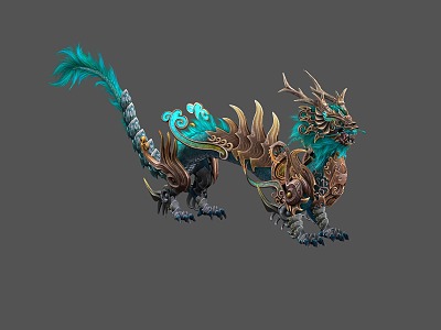 Next Generation Chinese Qinglong Mount Skeletal Skin Animation PBR Process 3d model