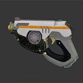 Futuristic Gun Featuring Metallic Finish Yellow Stripe And Illuminated Scope Design