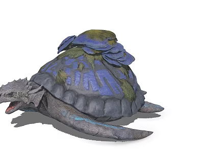 Vibrant Marine Reptile Turtle With Colorful Blue Green Shell And Open Mouth 3d model