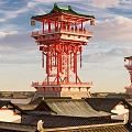 Tang Dynasty watchtower tower attic beacon tower detection tower 3d model