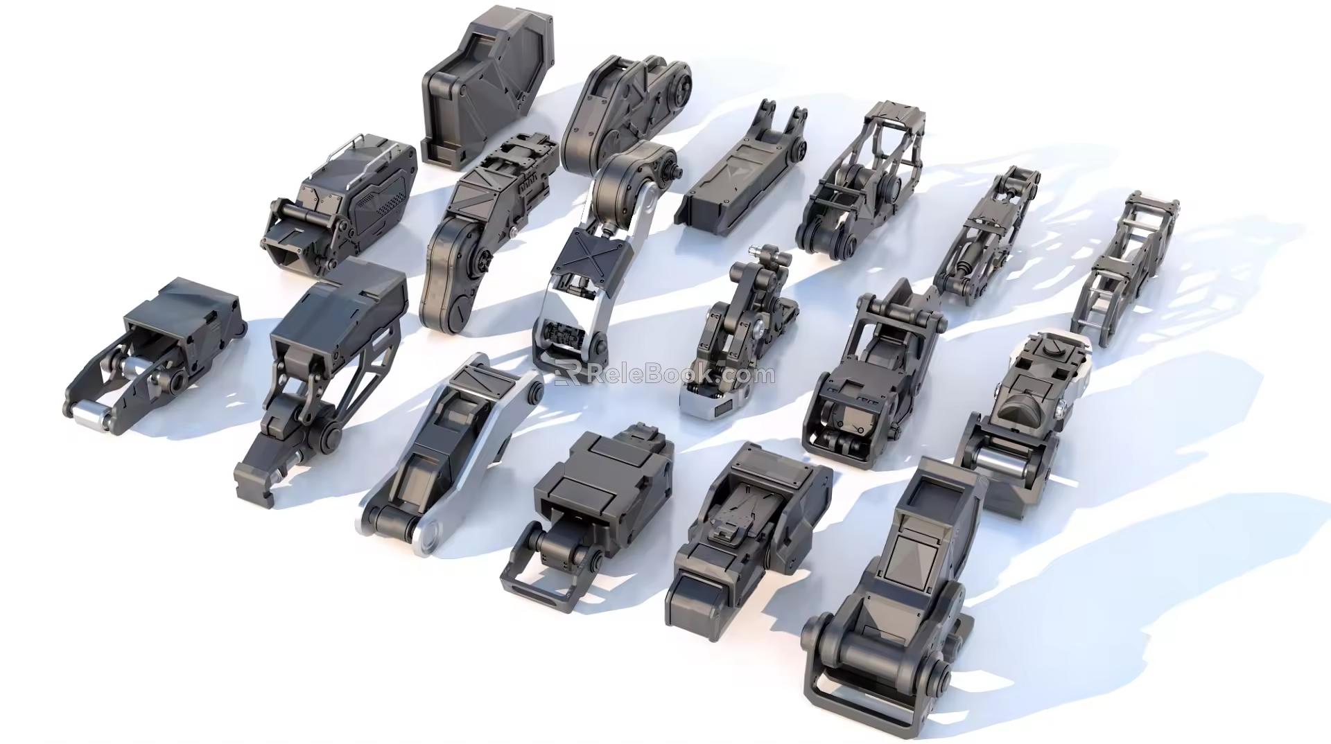 Hard surface mechanical parts combination of mechanical parts 3d model
