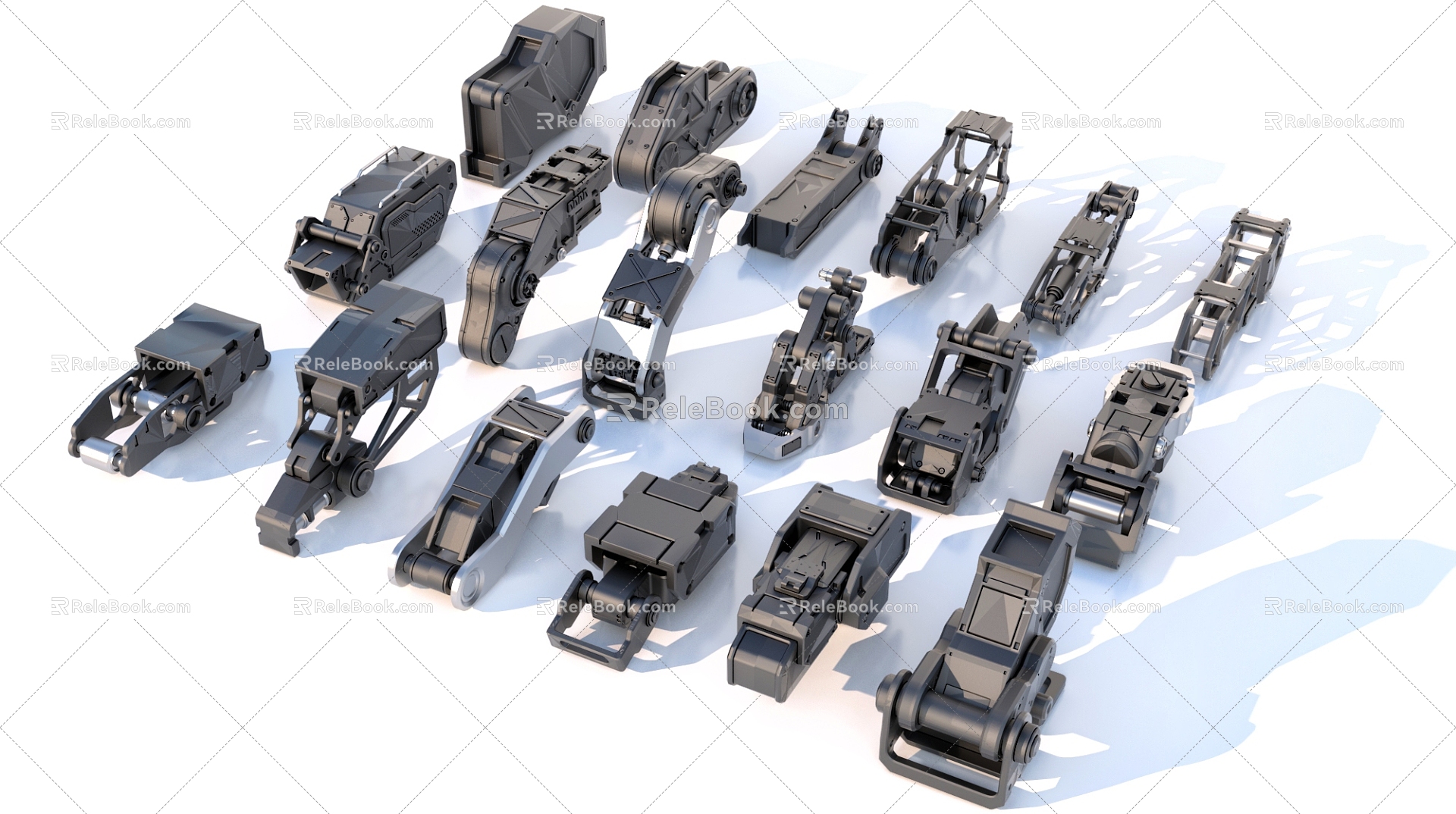 Hard surface mechanical parts combination of mechanical parts 3d model