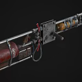 Mechanical Custom Weapon Featuring Red Gas Cylinder Metal Structure And Yellow Black Parts